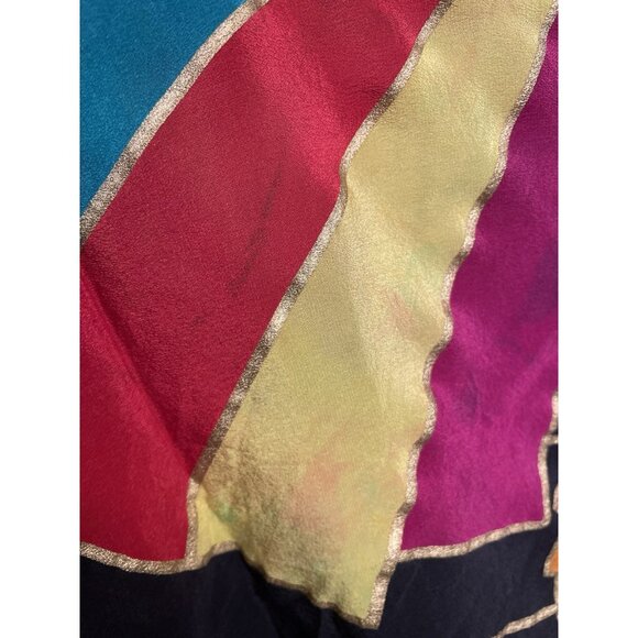 Bob Mackie Silk Scarf Geometric Color Festive Art Deco Vintage (READ) - Picture 6 of 10